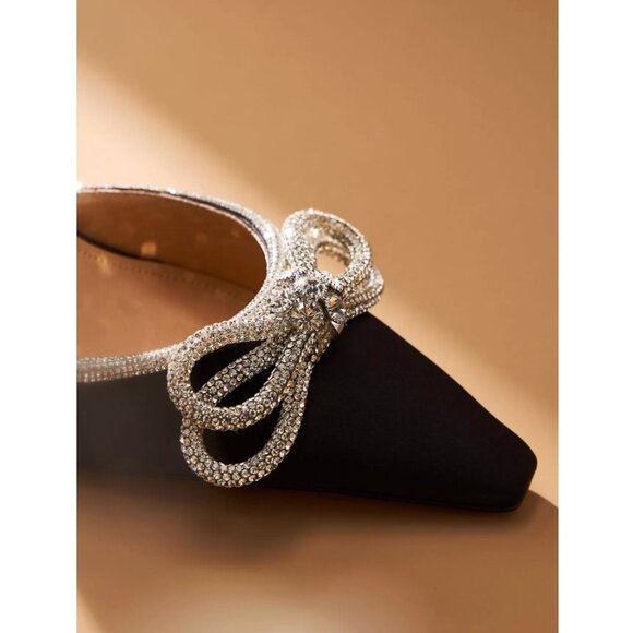 Tony Bianco Elsie Heels Black Satin W Rhinestone Bow 10 - Picture 3 of 3